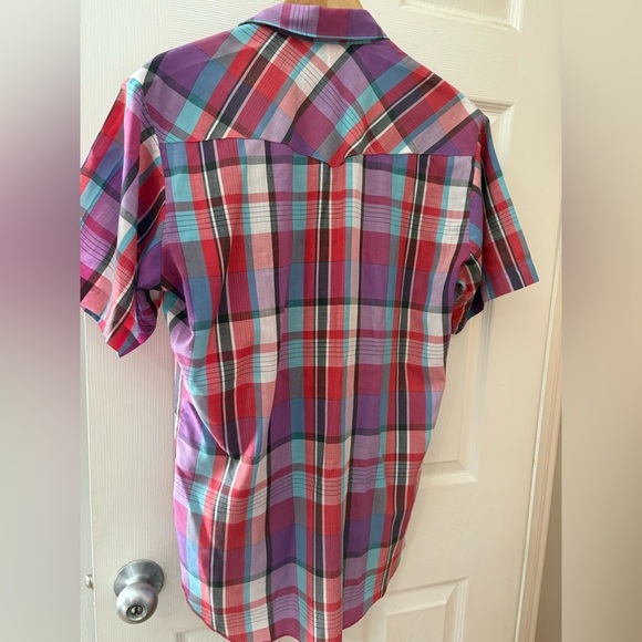 Wrangler 90s vintage shirt sleeve pearl snap medium western shirt colorful - Picture 5 of 10